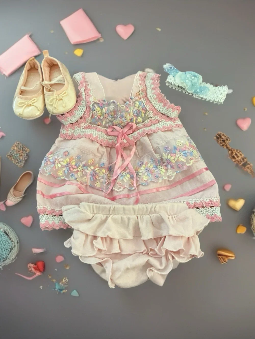 Infant Girls Springtime Dress & Bloomers Set 1134